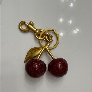 Gold and Red Cherry Keychain key Holder